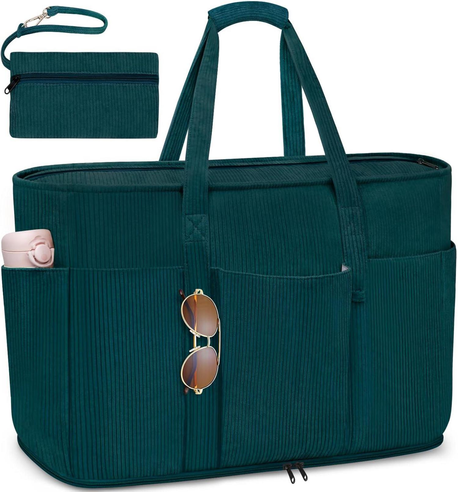 Große Strandtasche Damen Cord Schultertasche Reißverschluss 45L