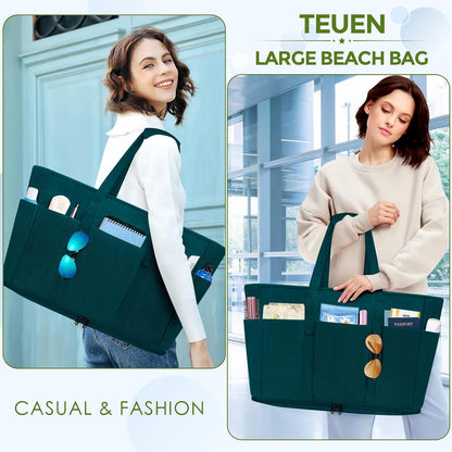 TEUEN Große Strandtasche Damen Cord XXL 45L Reißverschluss