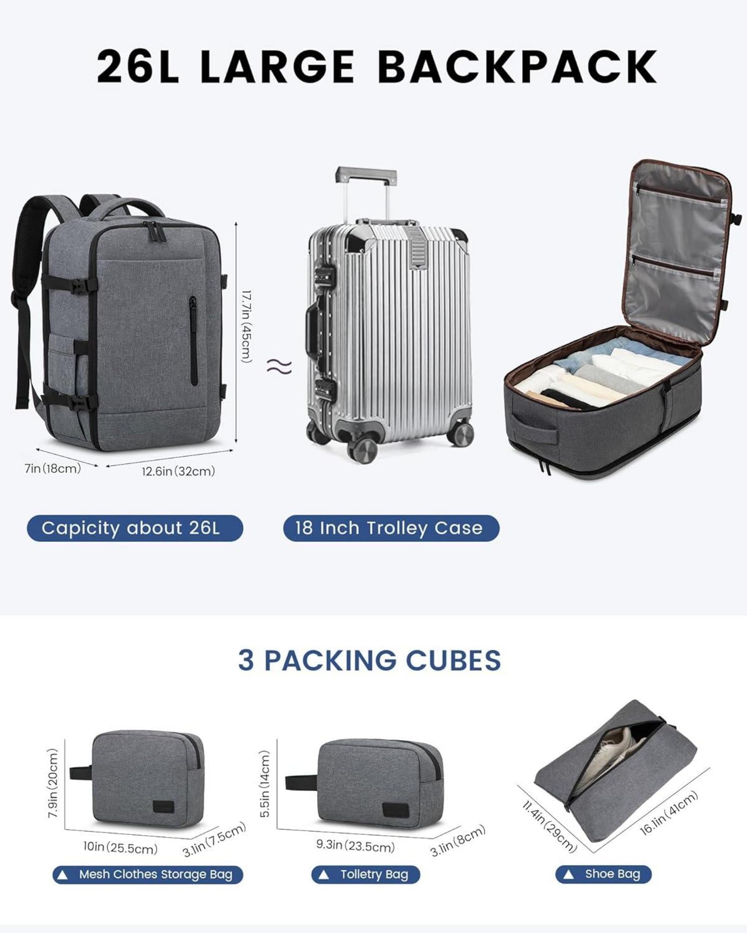 Handgepäck Rucksack 45x36x20 für Easyjet, Laptop Backpack, Koffer, Reiserucksack