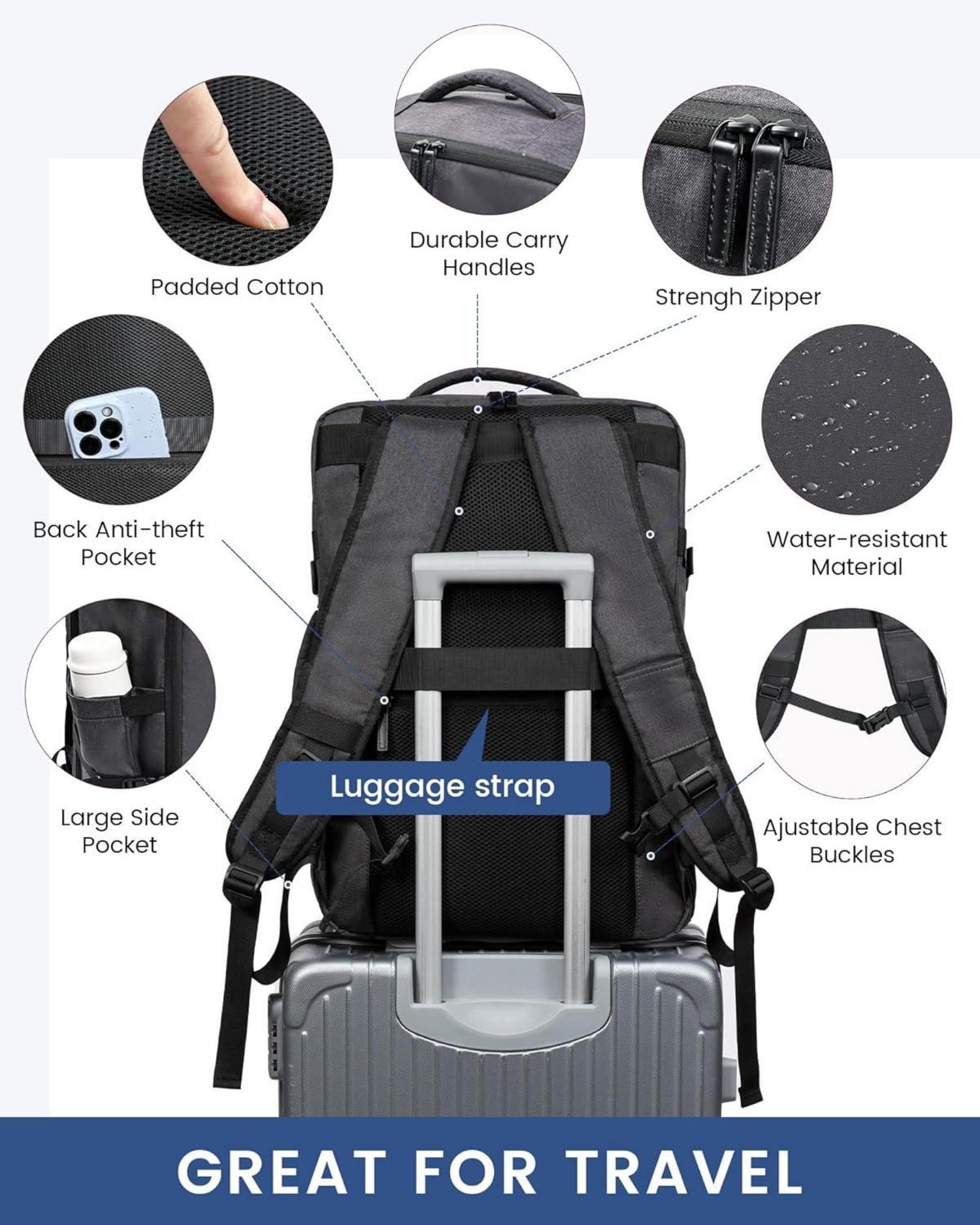 40L Travel Backpack Handgepäck Rucksack 17 Zoll Laptop dunkelgrau