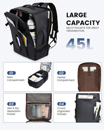 Großer LOVEVOOK Reiserucksack 45L Handgepäck Laptop Rucksack