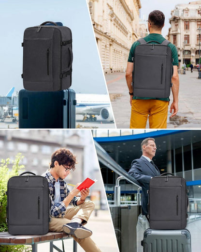 45L Reiserucksack Handgepäck Groß 18 Zoll Laptop Wasserdicht Schwarz