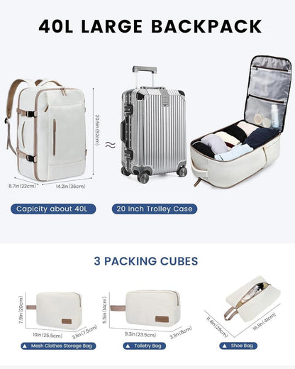 LOVEVOOK Reiserucksack Damen Herren 40L Handgepäck Wasserdicht 17 Zoll Backpack
