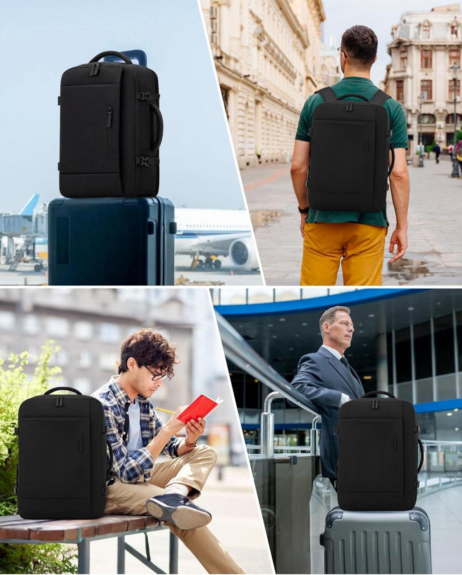 Handgepäck Rucksack 40L Reiserucksack Schwarz 17 Zoll Laptop