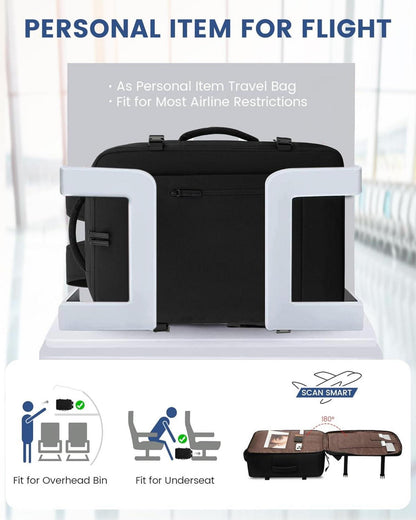 Handgepäck Rucksack 45x36x20 Schwarz 15,6 Zoll für Easyjet