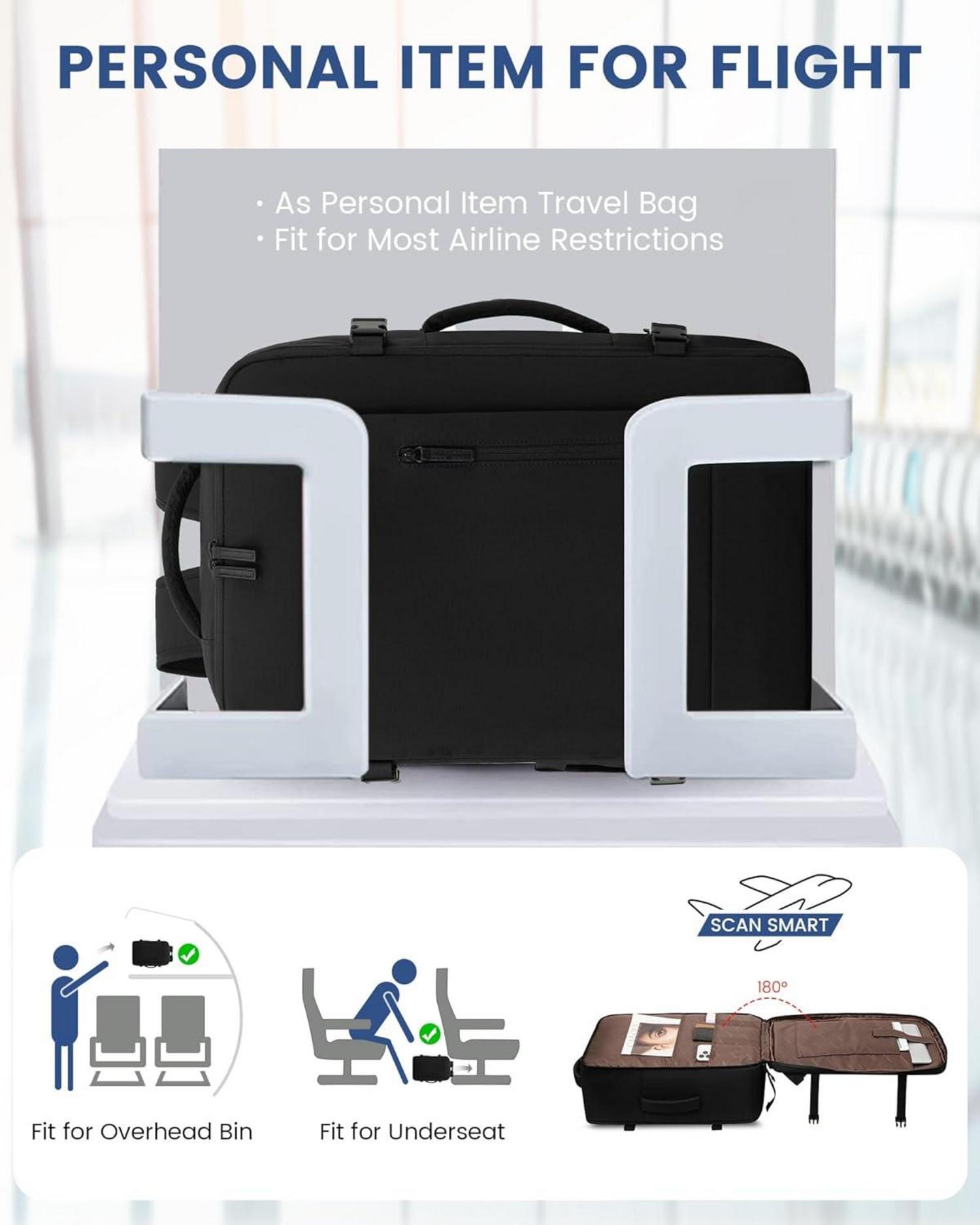 Handgepäck Rucksack 45x36x20 Schwarz 15,6 Zoll für Easyjet