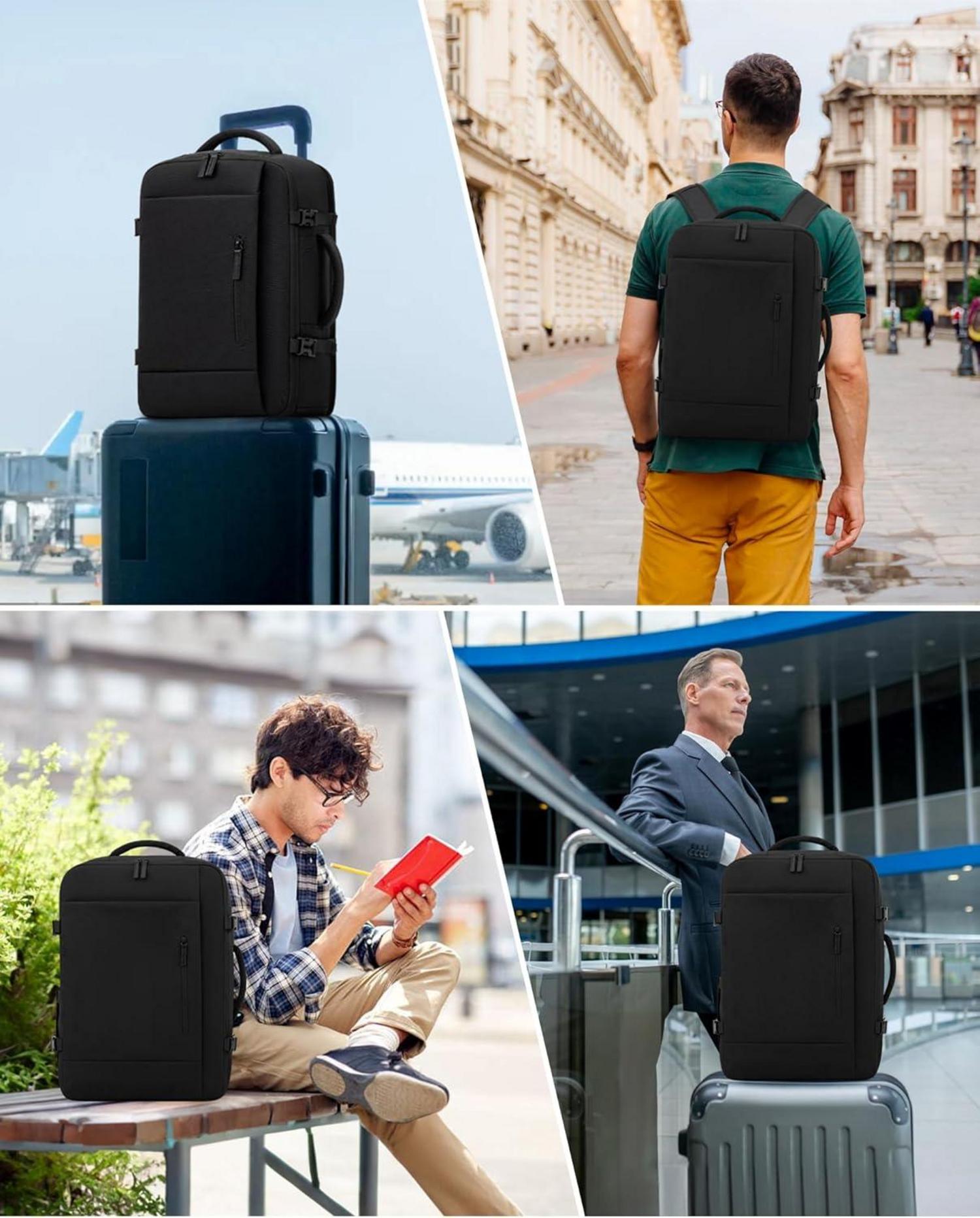 Handgepäck Rucksack 45x36x20 Reiserucksack 15,6 Zoll Schwarz