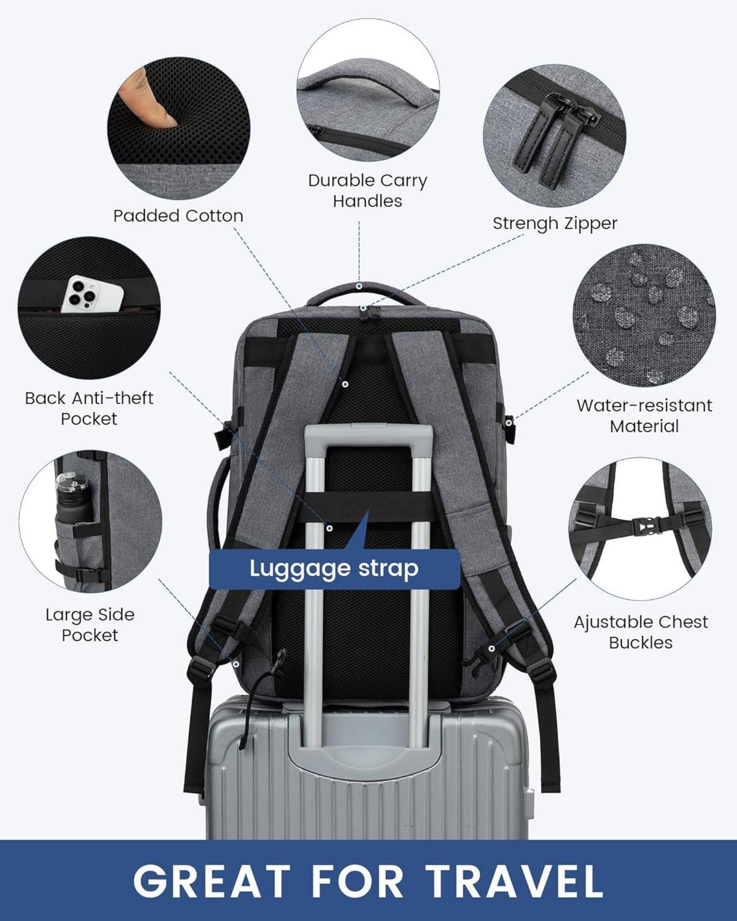 40L Reiserucksack Handgepäck Tasche für 17 Zoll Laptop, Carry On