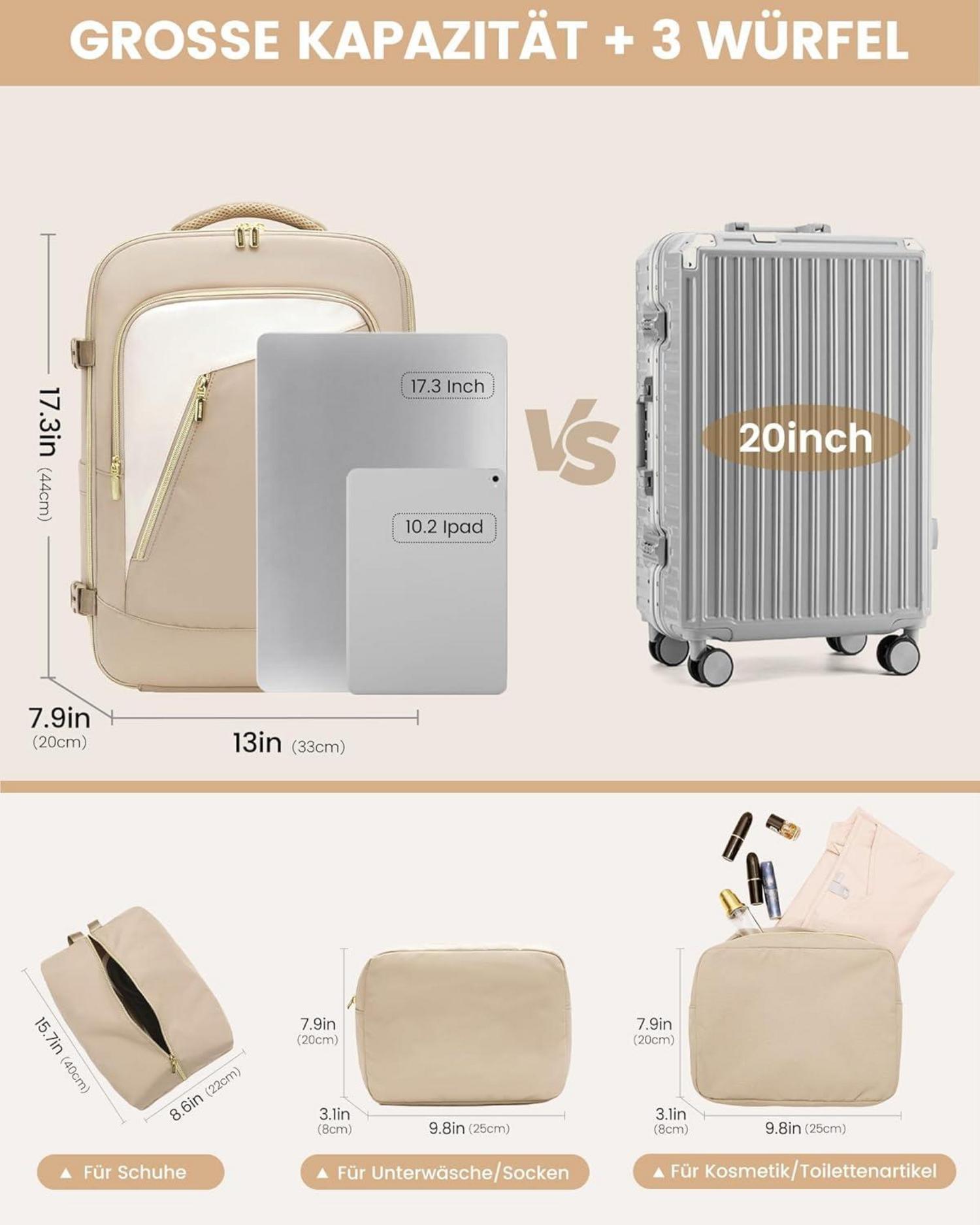 LOVEVOOK Rucksack Handgepäck 17,3 Zoll Laptopfach