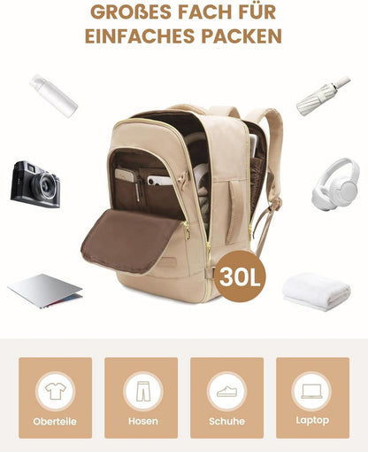 Rucksack Handgepäck Flugzeug Reiserucksack Damen Travel Backpack 17.3