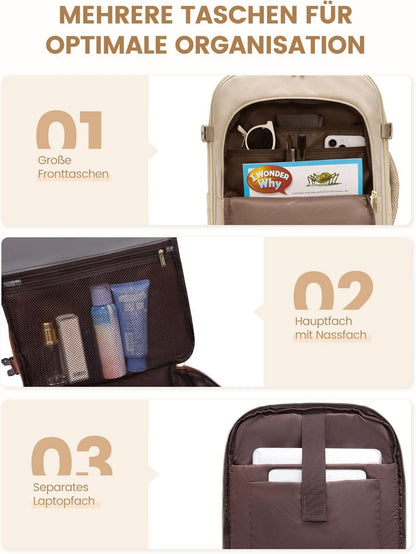 LOVEVOOK Reiserucksack Damen 17.3 Zoll Laptop Rucksack Handgepäck Flugzeug