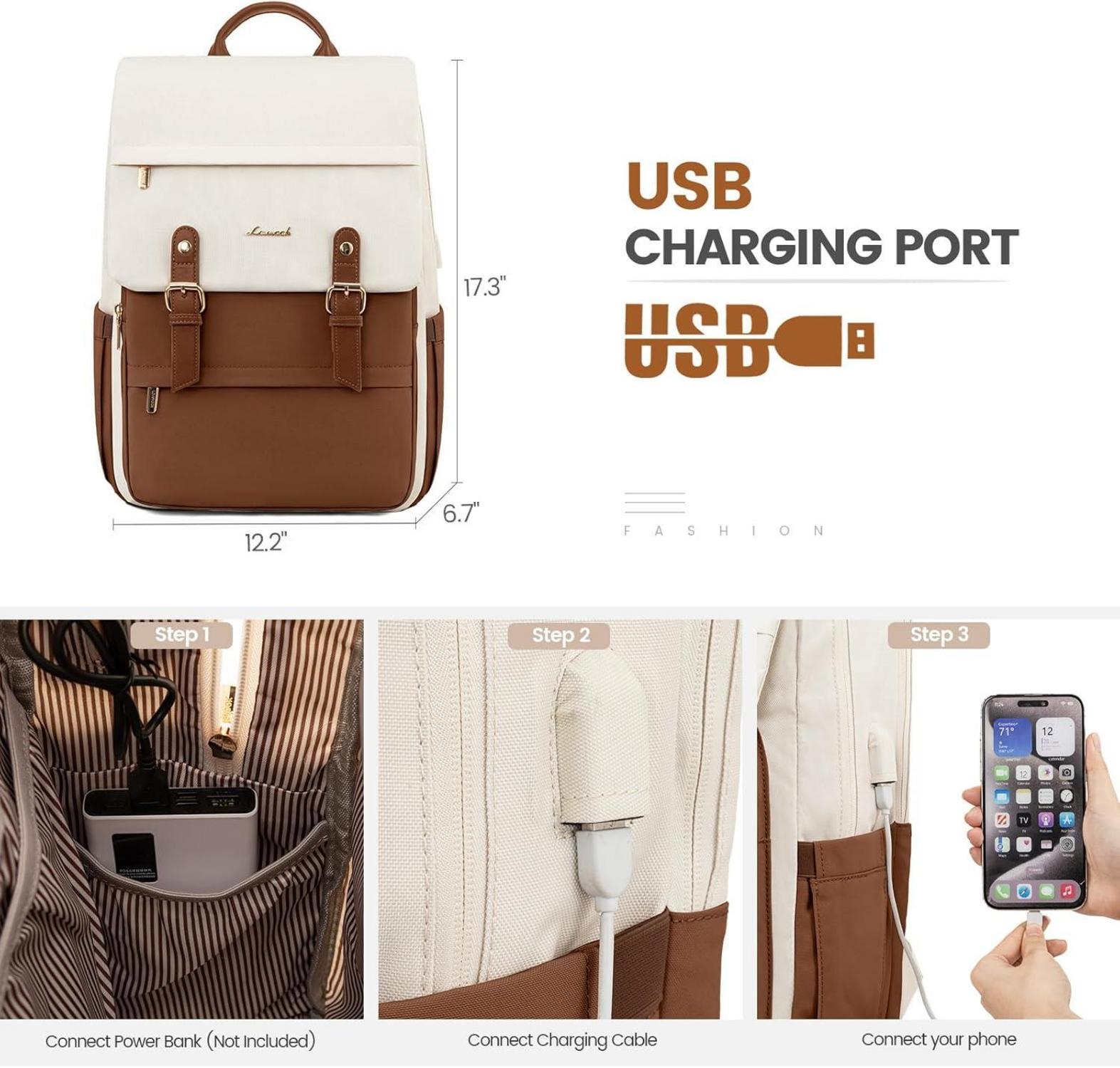 Rucksack Damen Braun Laptop Schulrucksack Wasserdicht Daypacks