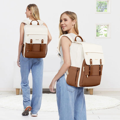 Damen Laptop Rucksack Braun Wasserdicht 15,6 Zoll Uni Reise Arbeit