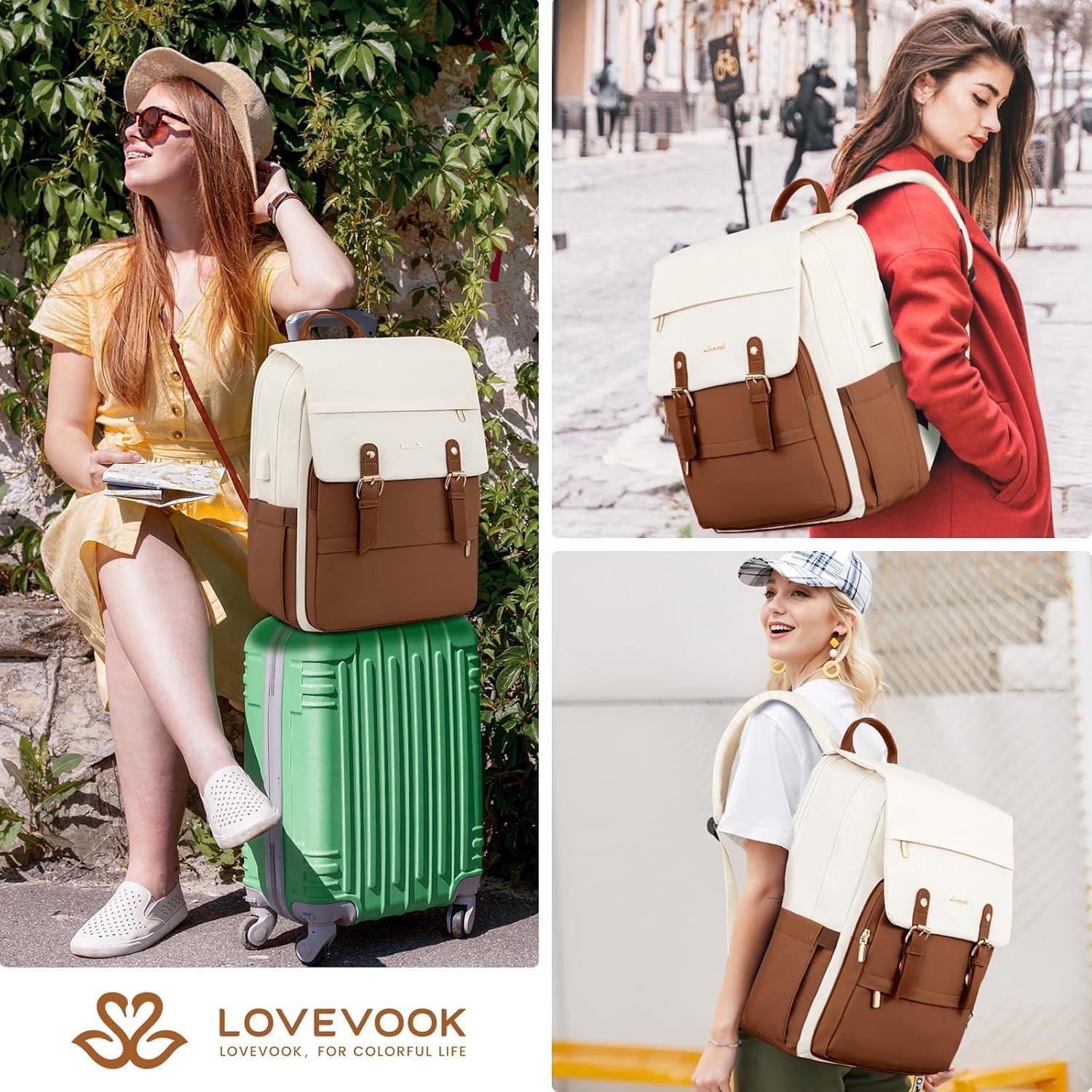 Rucksack Damen Braun Wasserdicht 15,6 Zoll Laptop Daypack Arbeit Uni Reise