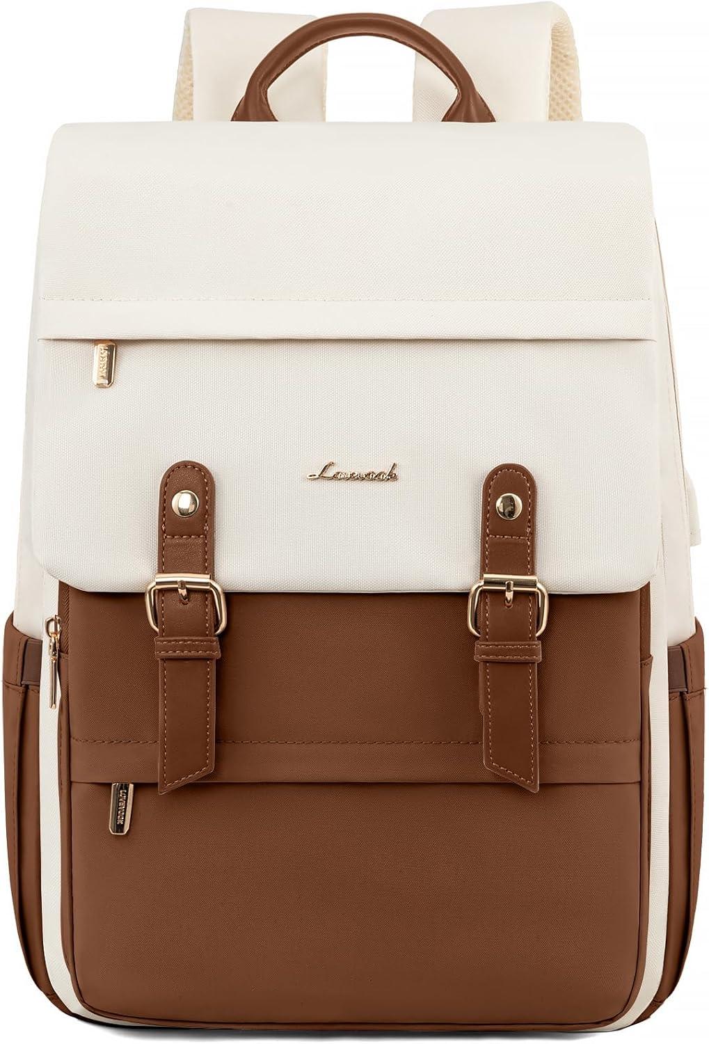 LOVEVOOK Rucksack Damen Braun wasserdicht 15,6 Zoll Laptop Daypack Arbeitsrucksack