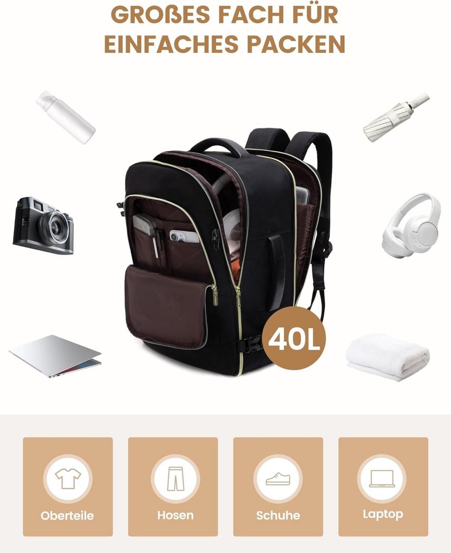 Reiserucksack Handgepäck Rucksack Flugzeug 18 Zoll Laptop Damen Herren