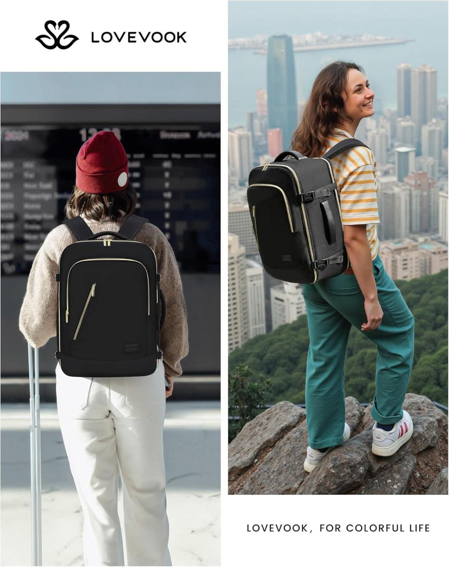 Reiserucksack Handgepäck Rucksack 18 Zoll Laptop Schwarz