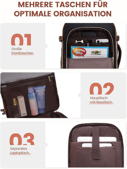 Großer LOVEVOOK Damen Reiserucksack 17,3 Zoll Laptop Handgepäck Flugzeug Waterproof