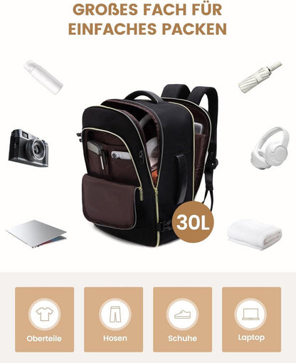 Rucksack 17.3 Zoll Laptop Handgepäck Carry On Schwarz