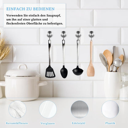 4x Edelstahl Saugnapf Haken - Handtuchhalter Bad Küche