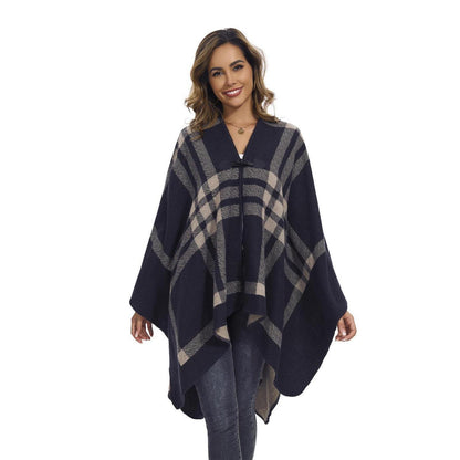Strickcape Damen Elegant Offen Poncho Schal Decke Cardigan Mantel
