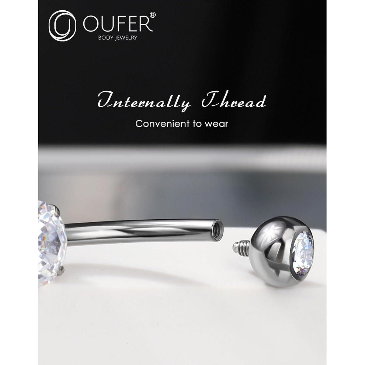 OUFER Bauchnabelpiercing Titan 14G mit Tropfen Anhänger 10mm