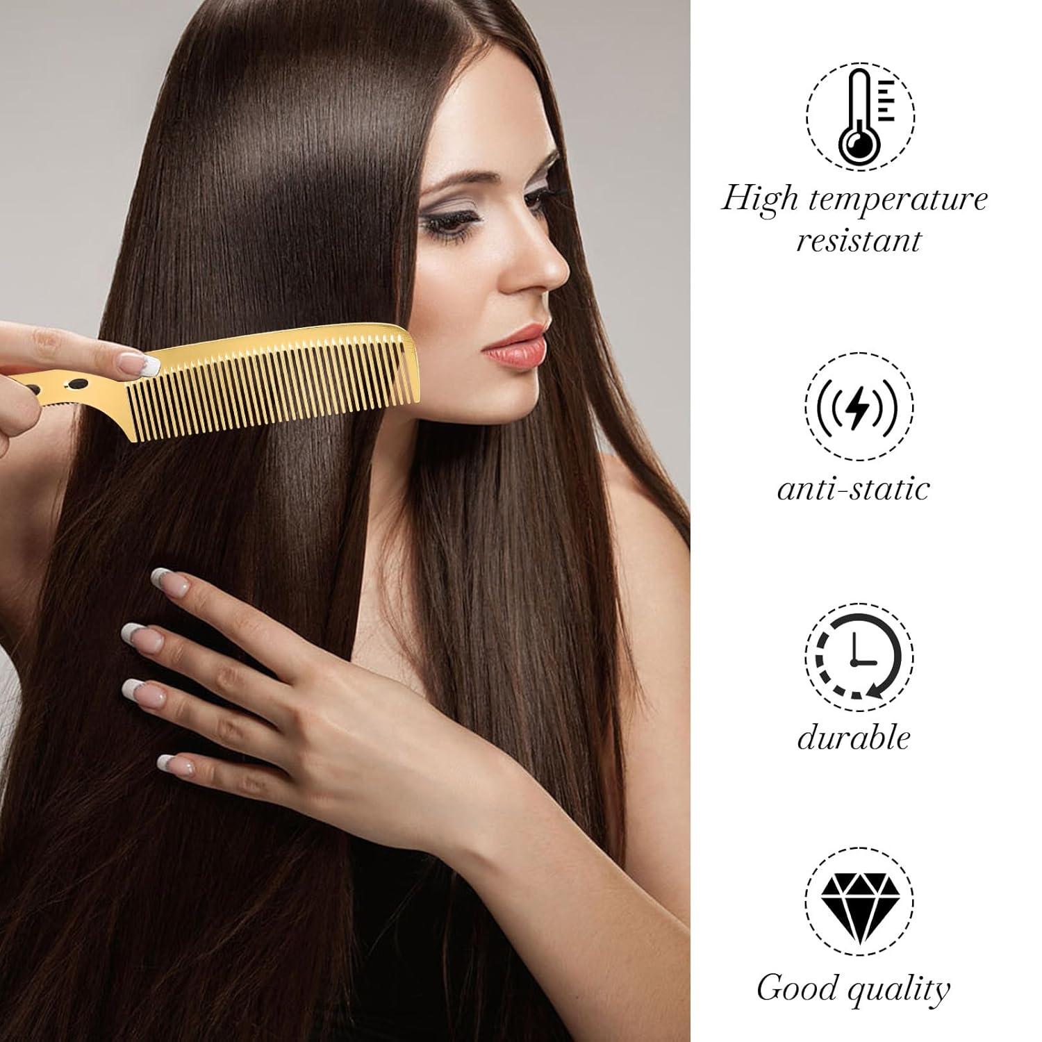 2er Set Aluminium Friseurkämme Gold Antistatisch Haarschneidekamm