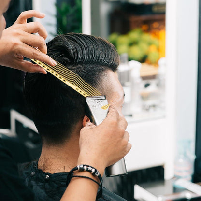 2er Set Aluminium Friseurkämme Gold Antistatisch Haarschneidekamm