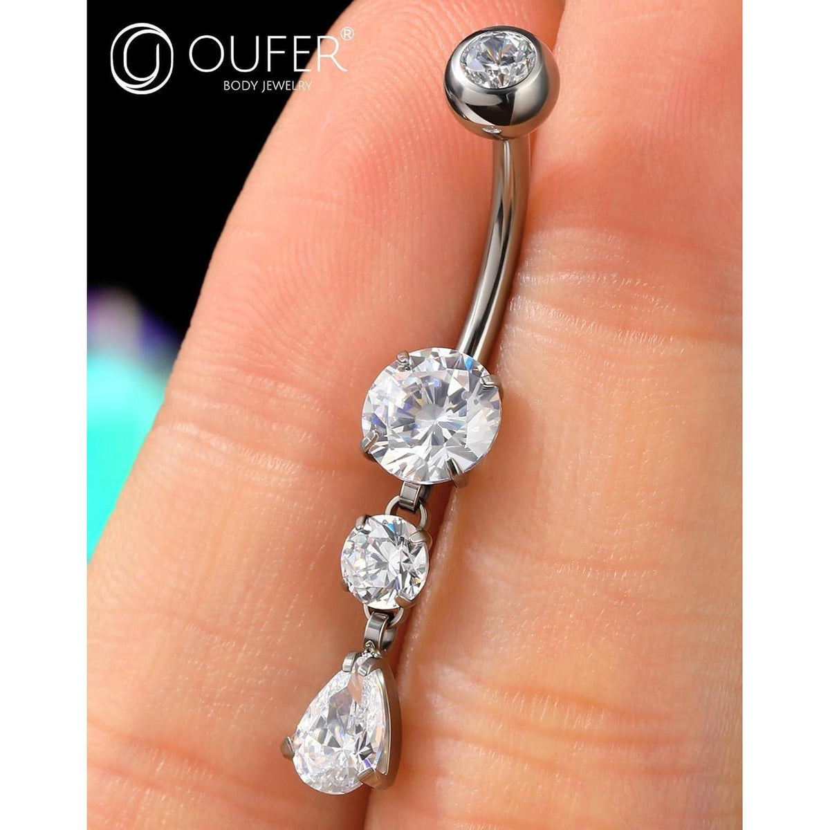 OUFER Bauchnabelpiercing Titan 14G 10mm mit Tropfenanhänger