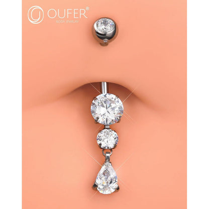 OUFER Bauchnabelpiercing Titan 14G 10mm mit Tropfenanhänger