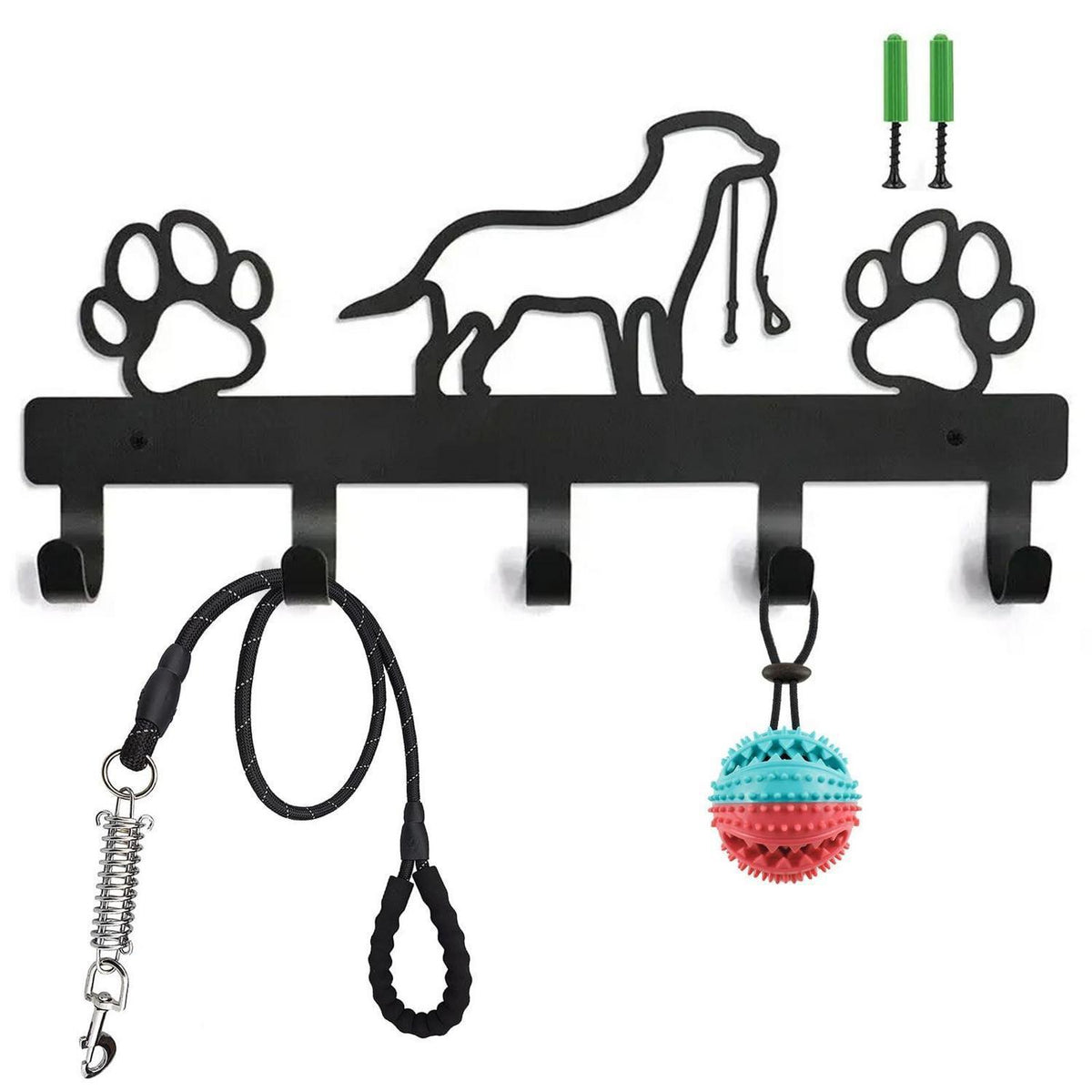 Hundegarderobe mit 5 Haken und Pfotenabdruck-Design