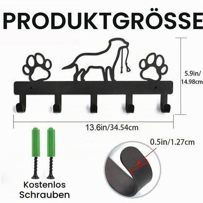 Hundegarderobe mit 5 Haken und Pfotenabdruck-Design