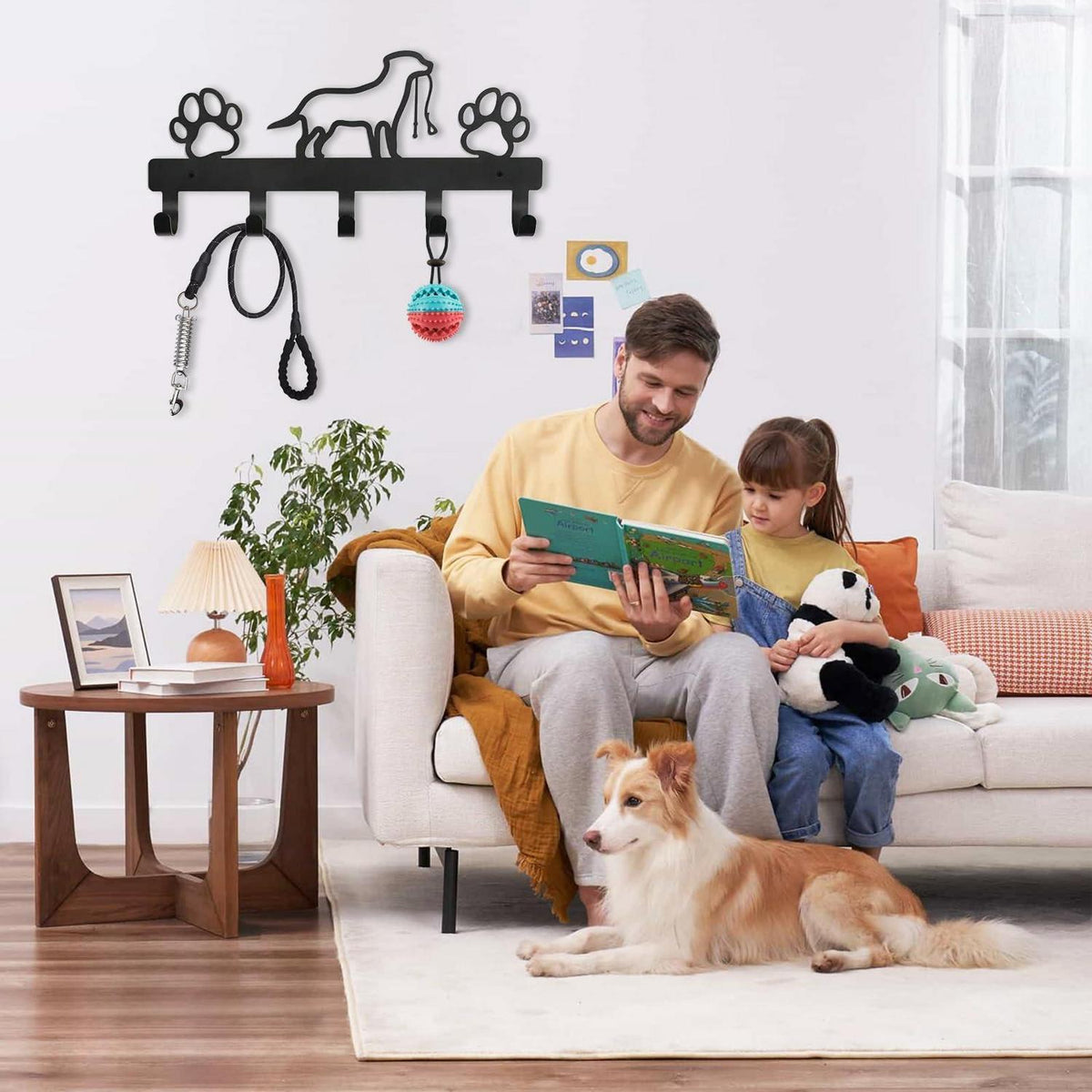 Hundegarderobe mit 5 Haken und Pfotenabdruck-Design