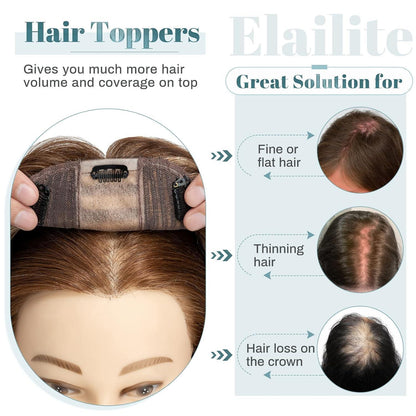 Echthaar Topper Clip-in #4/27 Mittelbraun Blond