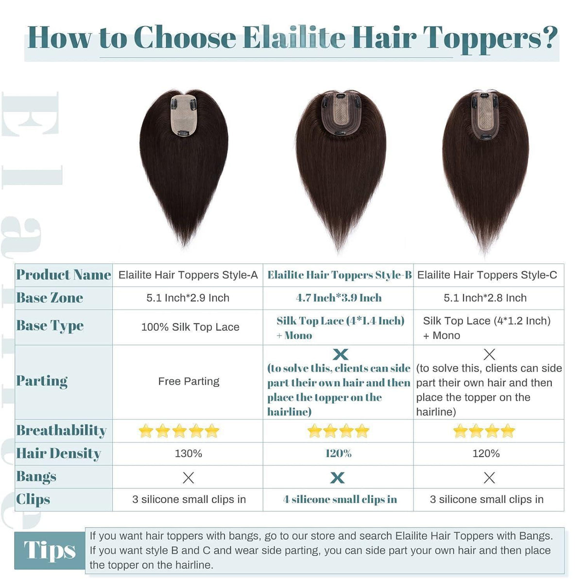Echthaar Topper Clip-in #4/27 Mittelbraun Blond