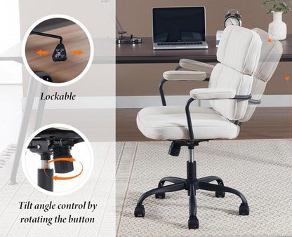 Chairus Bürostuhl Chenille 360° Drehstuhl Höhenverstellbar Beige