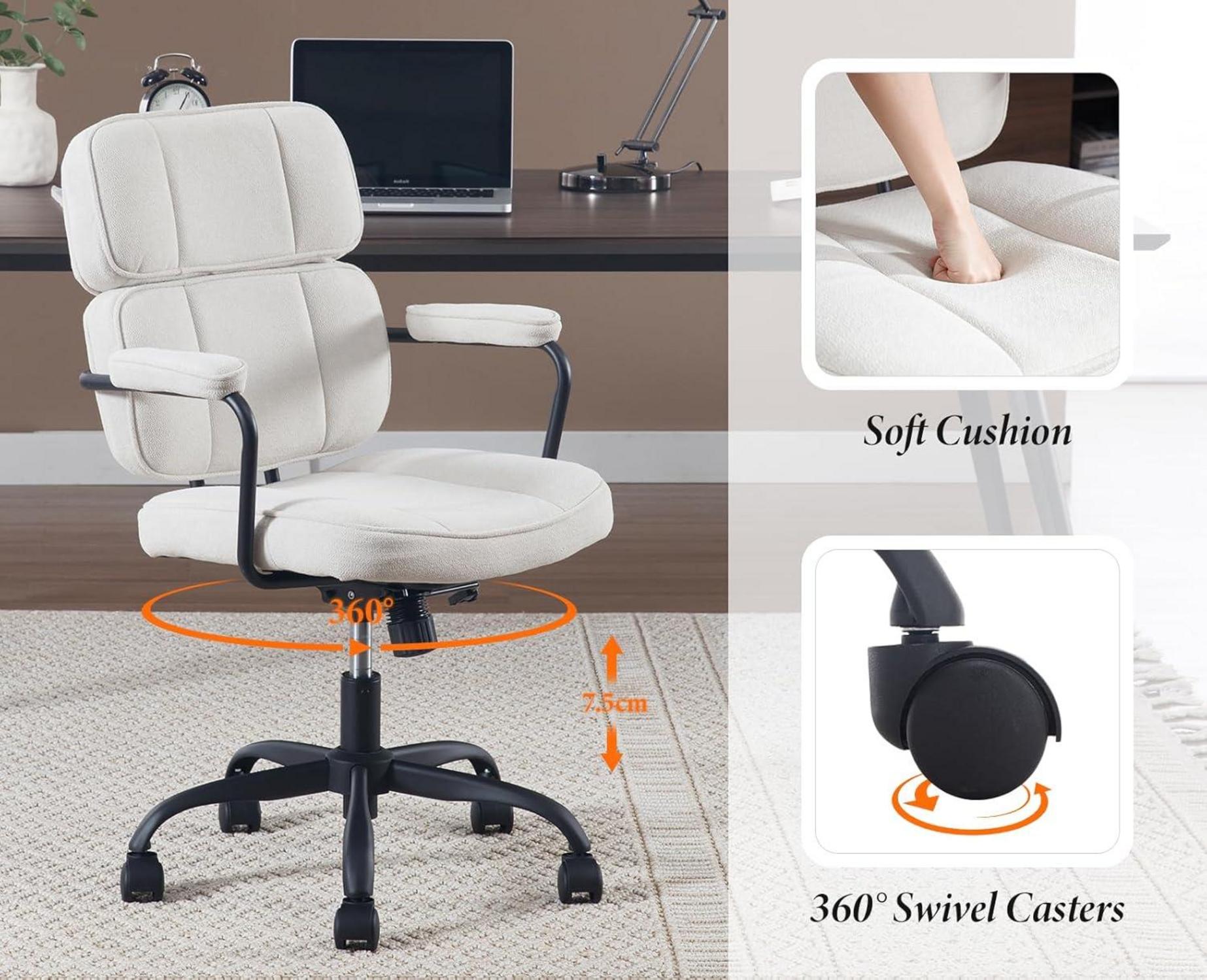 Ergonomischer Schreibtischstuhl Bürostuhl Chenille Beige 360° Drehstuhl