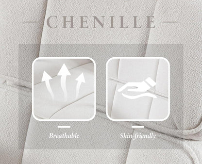 Ergonomischer Schreibtischstuhl Bürostuhl Chenille Beige 360° Drehstuhl