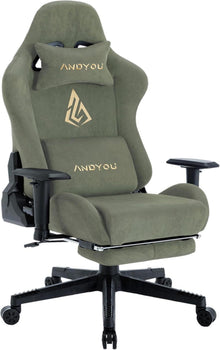 Ergonomischer Gaming Stuhl mit Fußstütze und verstellbaren Kissen