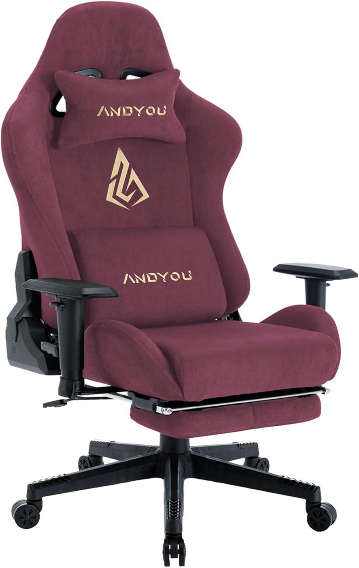 Ergonomischer Gaming Stuhl mit Fußstütze Rot