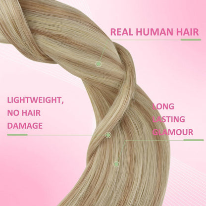 Echthaar Tape Extensions Blond Aschblond Platinblond 40cm