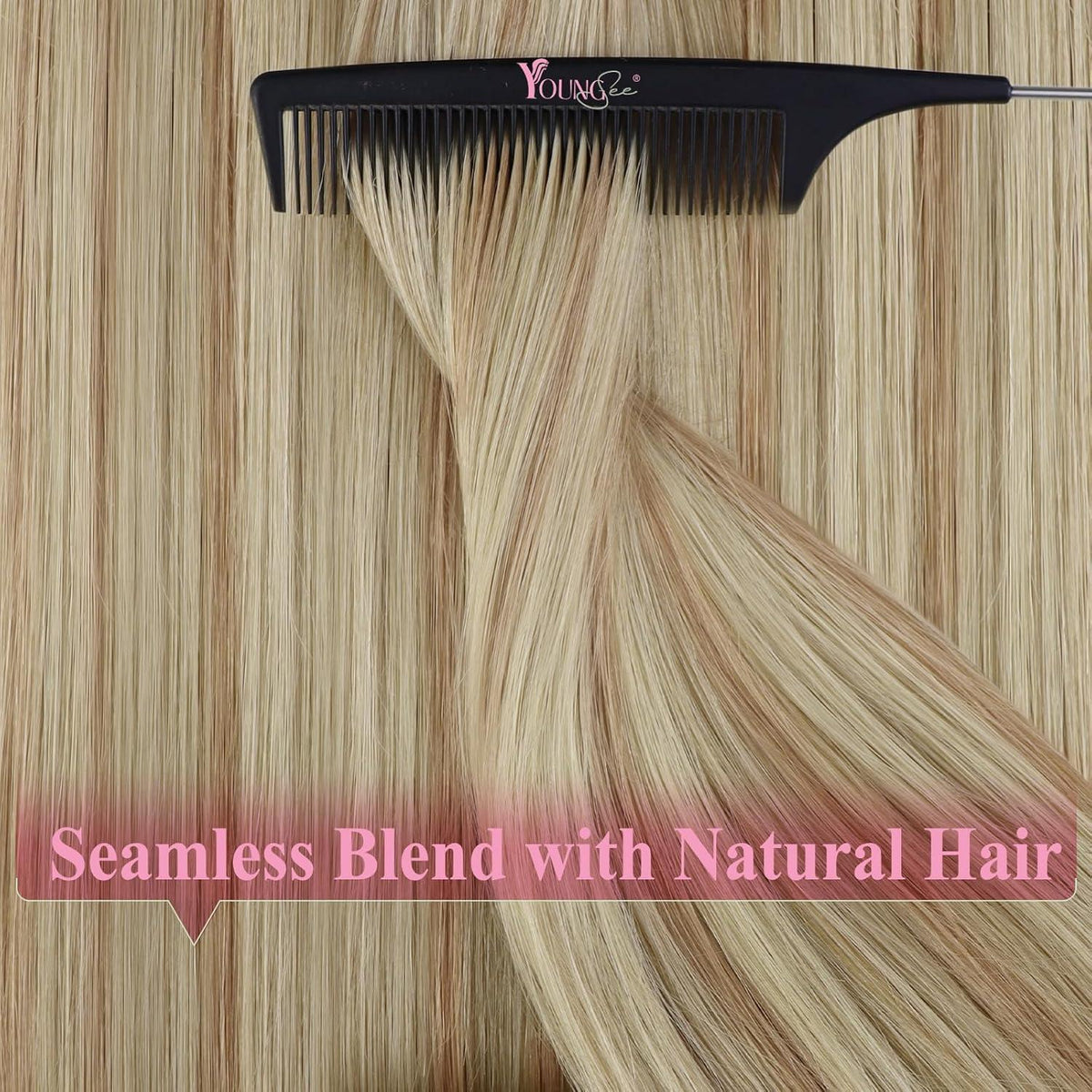 Echthaar Tape Extensions Blond Aschblond Platinblond 40cm