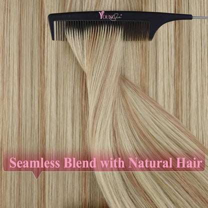 Echthaar Tape Extensions Blond Aschblond Platinblond 40cm