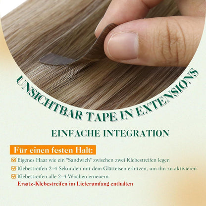 Echthaar Tape Extensions Blond Ombre 50cm