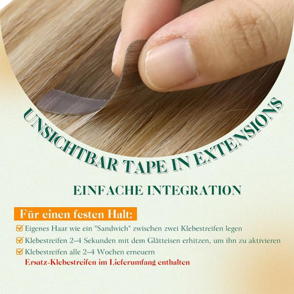 Echthaar Tape-in Extensions 60cm Blond Balayage Ombre