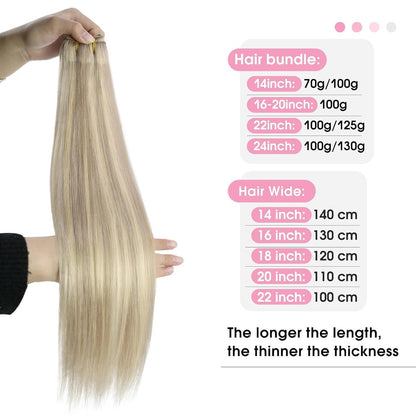 Blond Echthaar Tressen 55cm - Aschblond & Platinblond