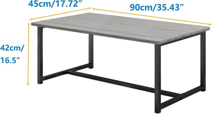 Vintage Couchtisch Holz Metall 90x45x42cm mit Stauraum Grau
