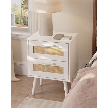 HEYZOEY Rattan Nachttisch mit Schublade für Schlafzimmer
