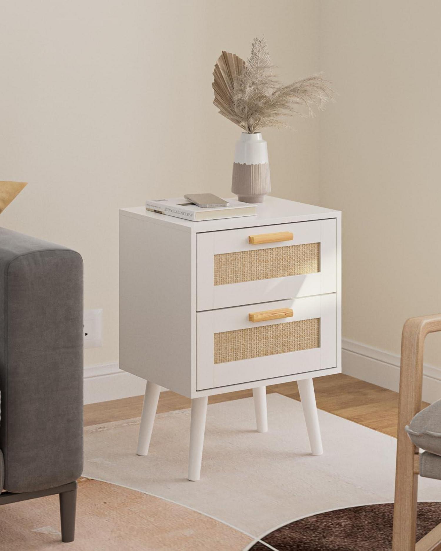 Rattan Nachttisch mit
