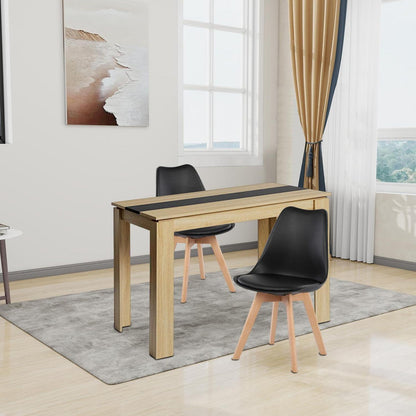Esszimmergruppe Eiche-Schwarz: Tisch 110cm + 2 Stühle